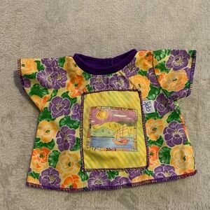 Vintage Cabbage‎ Patch Kids Doll Purple Orange Floral Hawaiian Top Shirt CPK